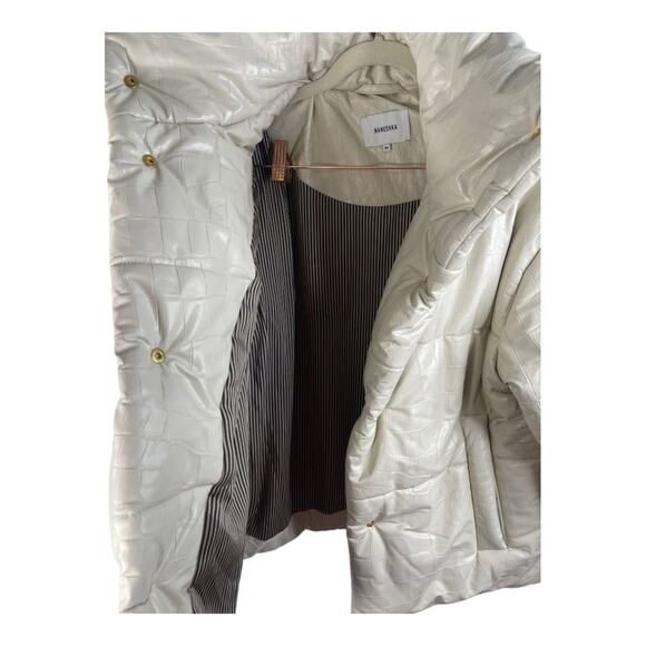 Nanushka Hide Okobor Alt-Leather Textured Puffer Jacket Cream White Size XS - Picture 13 of 16